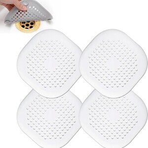 Silicone Hair Drain Catcher with Suction Cups. Package of 4 White / BRAND NEW